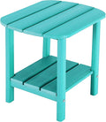 LZRS Double Adirondack Side Table, Outdoor Side Tables, End Tables for Patio, Backyard,Pool, Indoor Companion, Easy Maintenance & Weather Resistant(Turquoise)