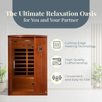 DYNAMIC SAUNAS Venice Elite 2-Person Ultra Low EMF FAR Infrared Sauna with Red Light Therapy & Bluetooth Speakers | Personal Indoor Dry Heat Sauna for Home & Gym – Made from Canadian Hemlock