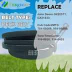 GX21833 1/2" W x141.7 L Lawn Mower Deck Belt, Suitable for John Deere D140 L130 L120 LA145 D160 E140 LA130 E170 D155 S170, 48-inch Deck Compatible with Toro TimeCutter Exmark 119-8820