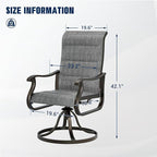 UDPATIO Patio Swivel Dining Chairs Set of 6, Outdoor Swivel Chairs High Back with All Weather Padded Textilene, Metal Rocking Frame for Lawn Garden, Dark Grey