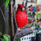 Tree Hugger Cardinal, Large Red Bird Garden Statue, Resin Figurine Hanging Tree Face Sculpture Yard Ornament