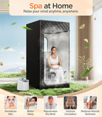 Sauna Box, Portable Sauna for Home, Personal Portable Steam Sauna Tent with 1200W 3L Steamer Heater, 15 Levels, Remote Control, Foldable Chair, Cozy Big Size 36 * 36 * 71 inches