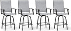Sophia & William Swivel Bar Stools Set of 4, Bar Height Chairs, Outdoor Bar Chairs, High Top Patio Chairs, Supports 300 lbs (Grey Fabric)