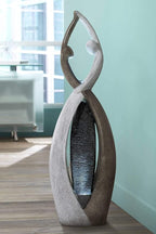 Dancing Couple 57" High Large Modern Indoor Outdoor Decor Faux Stone Floor Fountain with Light LED Standing Waterfall Tall Water Feature for Outside Garden Patio Yard Backyard Porch - John Timberland