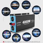 New Upgraded 4000 Watts Pure Sine Wave Inverter, 12V DC to 110V AC Power Inverter with 4 AC Outlets, USB Port, Type-C Port for Truck, Vehicle, Power Outage, Remote Control with LCD Screen