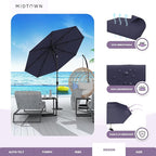 Midtown Umbrellas 10-Year-No-Fade - 8 Ft - UV Proof Navy Blue Polyester Fabric - Umbrella Outdoor Patio, Auto-Tilt Aluminum Frame Patio Umbrella for Garden, Pool & Deck - Black Pole