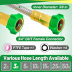 3ft Short Garden Hose with Female to Female Connector - Metal Leakproof Leader Hose for Hose Reel, Heavy Duty 304 Stainless Steel Flexible Hose for Outdoor Garden Watering Car Pet Cleaning