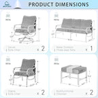 MFSTUDIO 7 Pieces Metal Patio Furniture Sets, 2 Swivel Chairs, 3-Seat Deep Seating Sofa, 2 Single Couch and 2 Ottoman, All Weather 9 Seats Outdoor Conversation Set for Garden Backyard, Burgundy Red