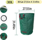 Reusable Yard Waste bags,Collapsible Leaf Bag with Gardening Gloves,Yard Debris Collapsible Bag With 4 Handles, for Leaves, Lawn Debris & Grass Clippings (80Gallon)