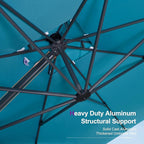 PURPLE LEAF 12ft Patio Umbrella with Base Large Outdoor Square Umbrella Deluxe Hanging Double Top Cantilever Offset Market Umbrella Windproof Garden Umbrella Turquoise Blue