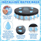Hungdao 4ft Pool Pillow Cover for Above Ground with 12 Pcs Inflatable Pool Cover Weight with Hook Winter Ice Antifreezing Hanging Bag with Rope and Connection Buckle(Sky Blue,4ft,Round)