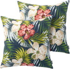 Magpie Fabrcis Pack of 2 Outdoor Waterproof Throw Pillow with Insert 18 x 18 Inch, Christmas Decorative Back Cushion Pad for Garden Patio Tent Balcony Couch Sofa (Midnight Floral)