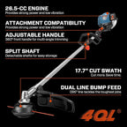SENIX 17-inch 26.5 cc Gas Weed Wacker, Bump Feed, Straight Shaft, with Shoulder Strap, 4-Cycle Grass String Trimmer