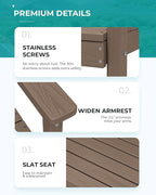 SERWALL Outdoor Dining Set for 6, HDPE Furniture Set with Umbrella Hole, All Weather Bench & Chairs, Coffee Table