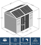 8x6 FT Resin Storage Sheds with Floor Windows Inlcuded, Waterproof Plastic Outdoor Shed Kit, Large Outside Tools Sheds for Backyard Garden Patio Lawn