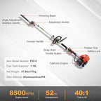 VEVOR 52cc Gas-Powered 6-in-1 Multi-Functional Trimmer - Hedge Trimmer, Brush Cutter, Weed Eater, Edger, Pole Saw & Chainsaw Pruner, EPA, CE & EMC Certified