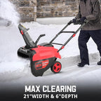 PowerSmart 80V 21-Inch Cordless Single Stage Snow Blower, 6.0Ah Battery, Charger (2 Battery)