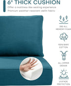 Luxury 22x24/22x25 6-Inch Outdoor Chair Cushions Set of 4 - Heavy Duty Water-Resistant Comfortable Cushion for Patio Furniture Set Dining Rocking Chairs Loveseat L-Shape Sofa - Peacock Blue