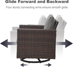 Luxury Outdoor Swivel Rocker Patio Chairs Set of 2, Swivel Patio Chairs for Porch, Yard, Deck, Poolside, Brown/Grey