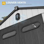 DWVO 8x10 FT Outdoor Storage Shed, 544 cuft Large Plastic Storage Shed with Floor & Lockable Door, Outside Tool Garden Shed with Windows & Vents for Patio Furniture, Lawn Mower, Bike, Black&Gray