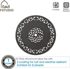 MFSTUDIO 3 PCS Retro Cast Aluminum Patio Bar Set with 2 Swivel Bar Height Stool and 1 Bar Round Table, All Weather Resistant Outdoor Table and Chairs Set