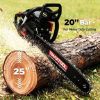 62cc Gas Chainsaw, 3.5-HP, 20 Inch Chain Saw, Gas Powered Chainsaws, 2-Stroke Gasoline Power Chain Saws with Automatic Oiler for Wood Cutting, Easy-Start, Black