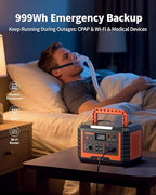 EBL Portable Power Station 1000W, 999Wh Solar Generator 2000W Peak, AC/Wireless Charging/60W USB-C Output, Lithium Battery for Emergency, Home Backup, Camping, RV, Off-Grid Living