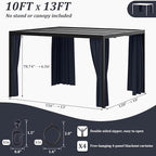 Gazebo Universal Replacement Privacy Curtain,10'×13' Gazebo Outdoor Waterproof Curtains, 4-Panels Sidewall Curtains with Double Zipper for Patio Canopy, Garden and Backyard (Curtain Only)