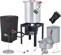 Hike Crew 50,000 BTU Outdoor Propane Turkey Fryer Kit with igniter and Stainless-steel funnel – Complete Kit Includes 30qt and 10qt pots ant strainer baskets , 12-Inch and 5-inch thermometers rack and