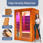 Far Infrared Sauna Home Sauna Spa Room for 2 Person Low-EMF Wood 1880W Indoor Saunas with Oxygen Bar 47.2 * 41.3 * 74.8Inch