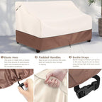 Okcool Heavy Duty Patio Sofa Cover, 100% Waterproof 3-Seater Outdoor Sofa Cover Fits up to 76W x 32.5D x 33H Inches, Lawn Patio Furniture Covers,Beige & Brown