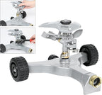 STYDDI Metal Pulsating Sprinkler on in-Series Metal Wheeled Base, Adjustable Circular Water Sprinkler for Medium to Large Circular Lawn, Yard, Garden and Large Areas, Coverage up to 6,360 Sq. ft
