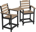 OTSUN Tall Adirondack Chairs Set of 2 with Connecting Tray, 24 inches HDPE Bar Height Outdoor Chairs, All Weather Resistant for Balcony, Porch, Kitchen (2 PCS, Black&Brown)