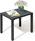 Crestlive Products Outdoor Side Table,Aluminum Rectangular Side/End Table, Small Patio Coffee Bistro Table for Outdoor Indoor (Black)