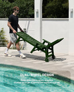 Lounge Chair Outdoor Set of 2, 6-Position Adjustable Chaise Lounge Outdoor with Wheels, Lounge Chair with Cup Holder for Pool Poolside Deck Backyard Patio, Green