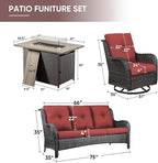 4 Piece Patio Furniture-with 50,000 BTU Gas Propane Fire Pit Table Outdoor Patio Furniture with Swivel Rocker Chairs,Outdoor Couch