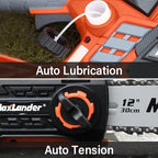 12-Inch Cordless Battery Operated Chainsaw with 1x4.0Ah Battery&Charger, MAXLANDER 20V Electric Chainsaw with Auto-Tension & Auto-Lubrication, Lightweight Handheld for Wood Cutting & Trimming