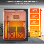 Smartmak Portable Far Infrared Sauna, Home Two Person Sauna Box with 660nm Red Light Therapy Lamp, X-Large Full Size Indoor SPA Tent for Body Recovery, Remote Control, 2 Folding Chairs, Greyborder