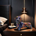 FUNSXBUG Colorful Dachshund Dog Statue Art Figurines Sculpture Collectibles Home Office Desktop Decor Outdoor Garden Display Decoration (Dachshund Dog 2)