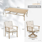 HAPPATIO Aluminum 9 Piece Patio Dining Sets, Outdoor Dining Set for 8, Patio Furniture Sets, 2 Swivel Dining Chairs, 6 Dining Chairs, Aluminum Furniture Set for Patio, Yard (Beige)