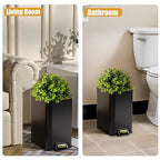 Yatmung Small Metal Trash Can with Lid - Dog Poop Trash Can Outside with Pedal - 10 Liters Pet Waste Container Outdoor - Plant-Styled Poop Bucket - 2.6 Gal Stainless Steel Garbage Bin - Black and Gold