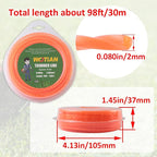 WOTIAN 080 Square Twisted Trimmer line 0.080-Inches Weed Eater String 98-Foot Square Twist Weed Wacker String of Nylon Compatible with Stihl Echo Universal Grass Cordless Electric Trimmer,Orange
