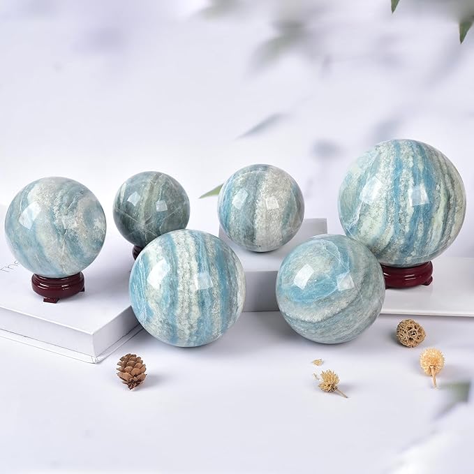 JIC Gem Natural Large Healing Crystal Sphere Ball Trolleite Crystal Decorative Ball Chakra Meditation Fengshui (100-110mm)
