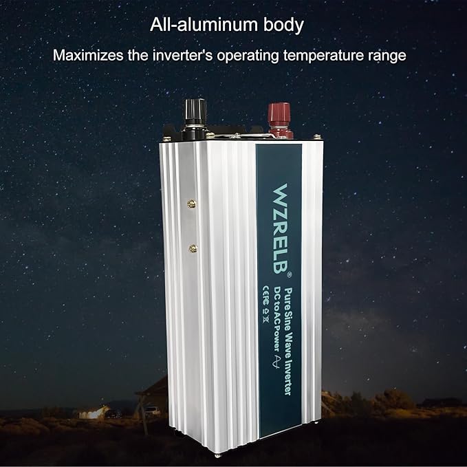 WZRELB 800W Pure Sine Wave Inverter 24V DC to 110V 120V AC,Car Power Inverter with Dual AC Outlets, LED Display,Off-Grid Portable Power Converter for Home, RV, Truck, Camping