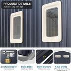 Metal Storage Shed 10x12 FT Reinforced Frame with Unique Clear Roof Skyview Windows Air Vents Door for Outside Garden Patio Lawn Backyard to Store Bikes,Lawnmower,Garage,Dark Grey Large