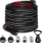 Flexible Pressure Washer Hose 100 FT, 3600 PSI Kink Resistant Power Washer Hose Replacement, 1/4" electric Washer Hose Extension With M22 x 3/8" Quick Connector