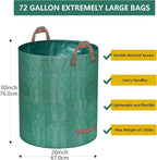 Reusable Yard Waste Bags, 72 Gallon Lawn and Leaf Bags 3 Pack with Reinforced Handles and Gardening Gloves, Heavy Duty Standable Garden Waste Bags for Leaves, Grass, Camping, Recycling