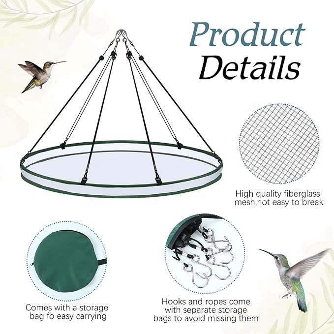 Universal Wild Bird Seed Catcher Hanging Hoop Platform Bird Seed Catcher Tray for Hummingbird Feeders Bee Feeder Outdoor Garden Accessories(1 Pieces,30 Inch)