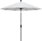 California Umbrella 9' Round Aluminum Pole Fiberglass Rib Market Umbrella, Crank Lift, Collar Tilt, Black Pole, Sunbrella Spectrum Mist