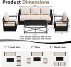Outdoor Patio Furniture Set, 4-Piece Aluminum Patio Conversation Set All-Weather Metal Outdoor Sectional with 6 Inch Thick Cushions, Deep Setting for Garden, Outside and Porch
